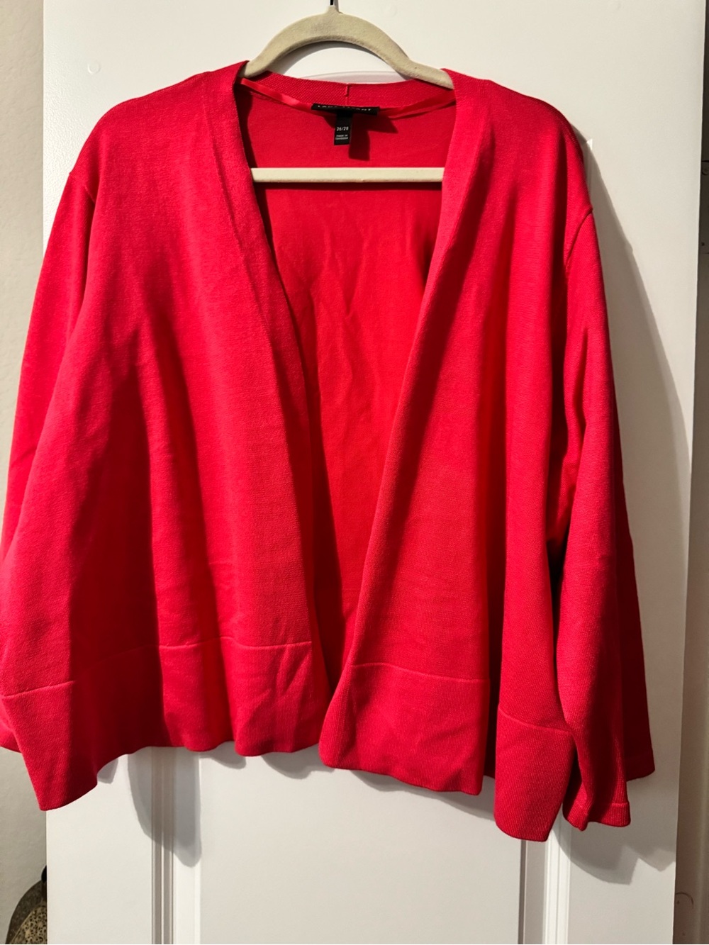 Lane Bryant Bright Red Pink Open-Front Cardigan